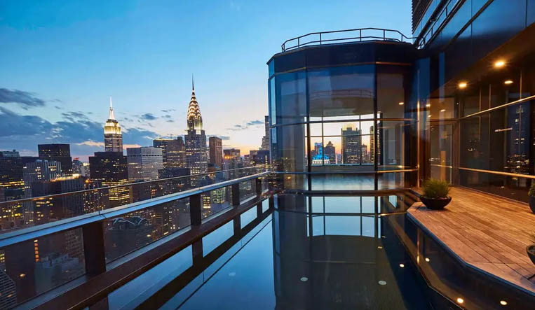 New York City skyline at dusk