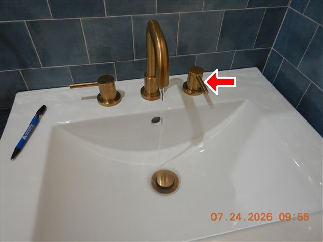 Inspection photograph of a bath basin and tub filler