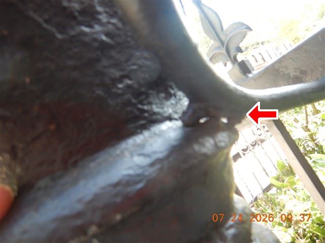 Inspection photograph of corrosion at the base of a steel support